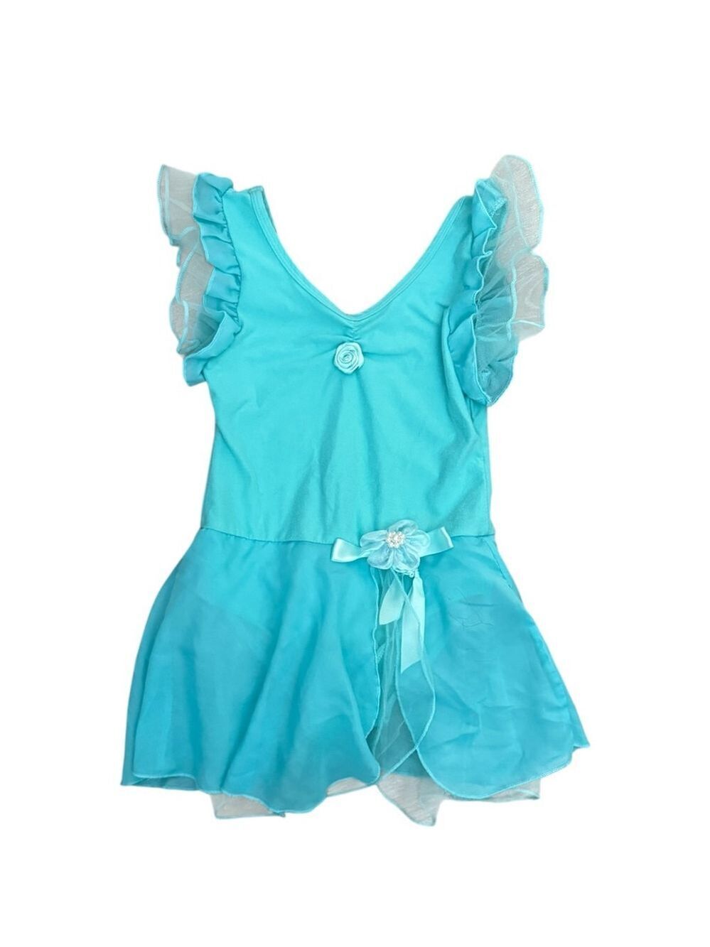 iEFiEL Girls Ballet Dance Dress Turquoise Chiffon Skirt Size M - Picture 2 of 4